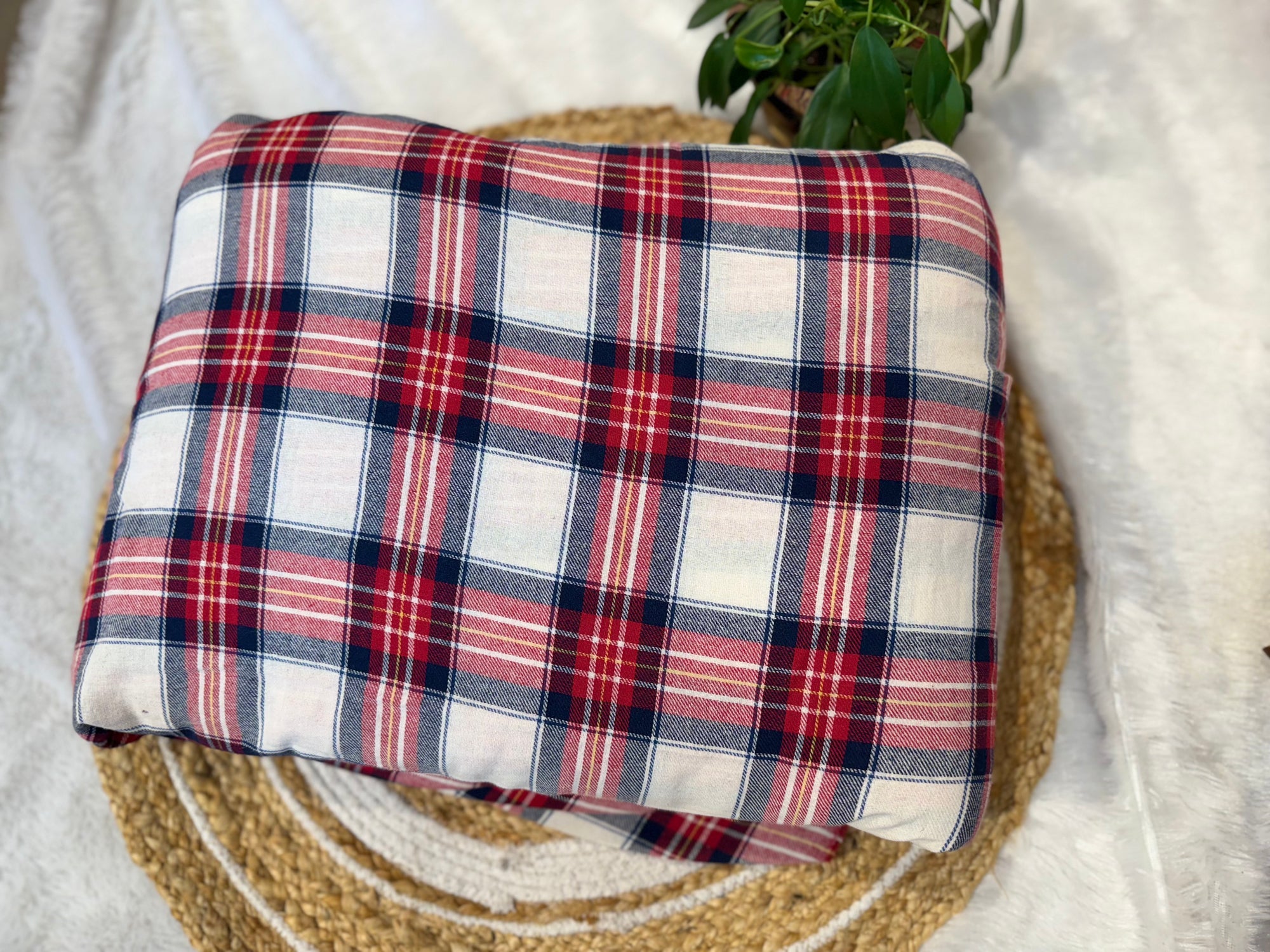 cotton fabric with classic checkered cozy texture-065