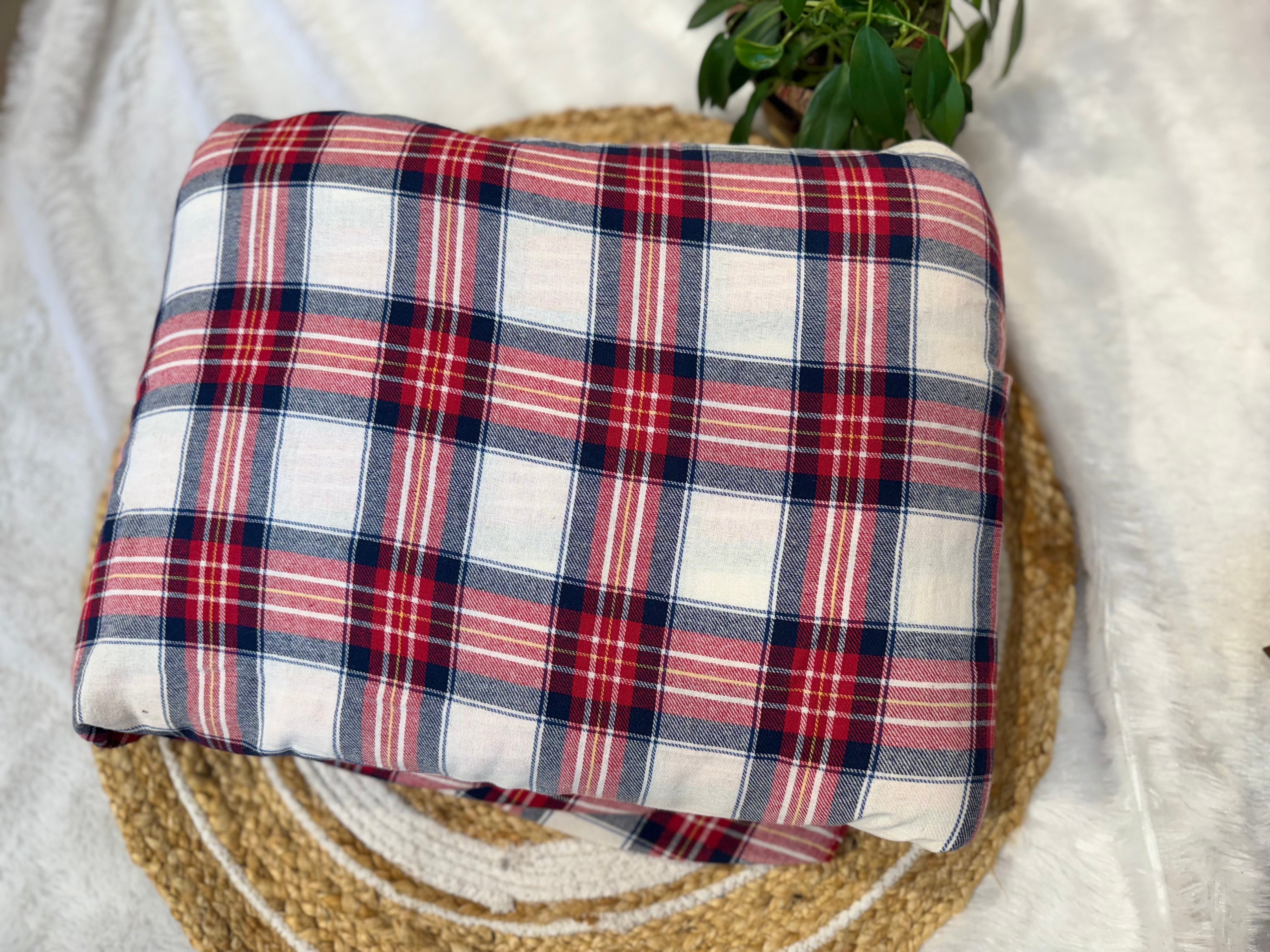 cotton fabric with classic checkered cozy texture-065