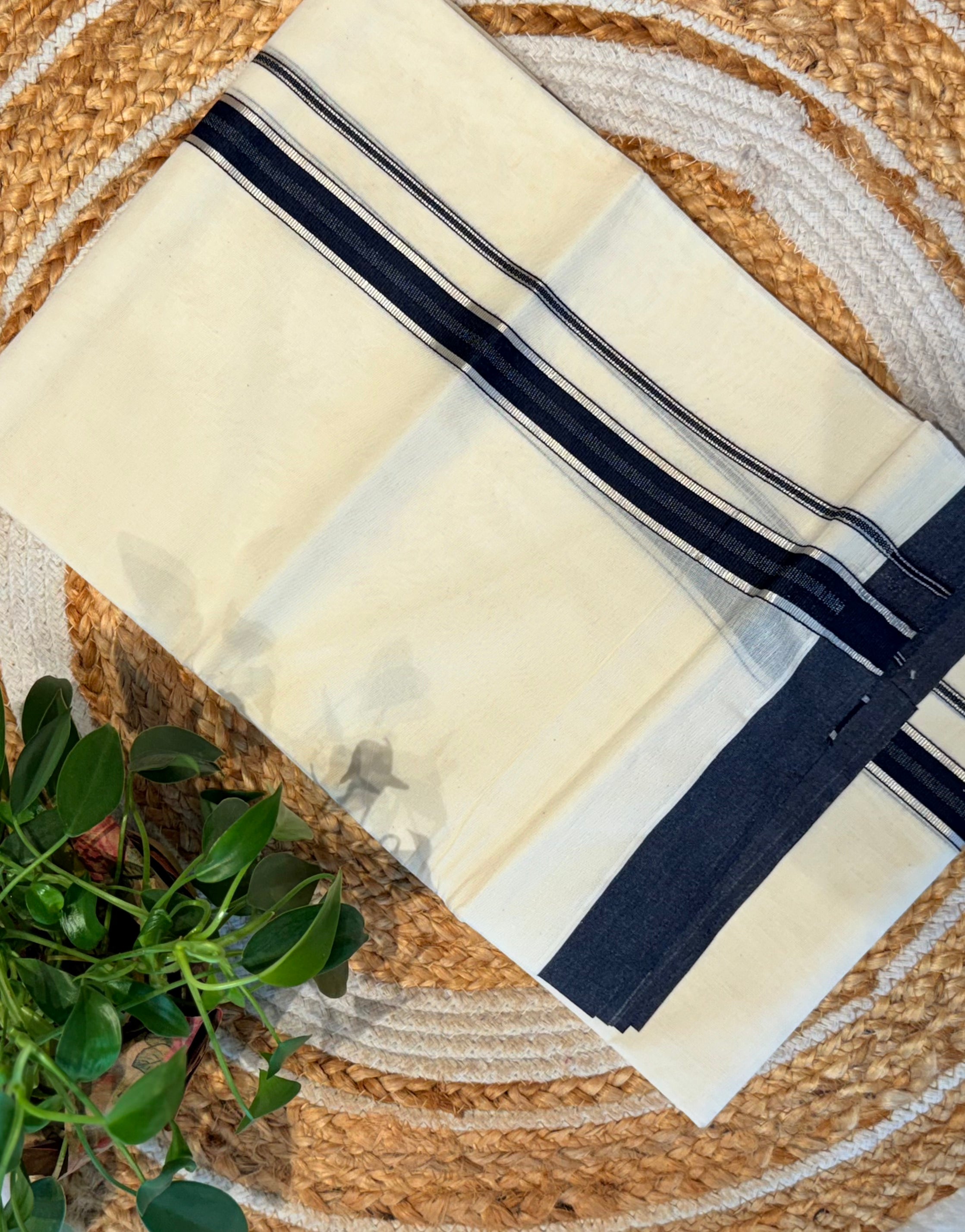 Black and silver double mundu_DM4234