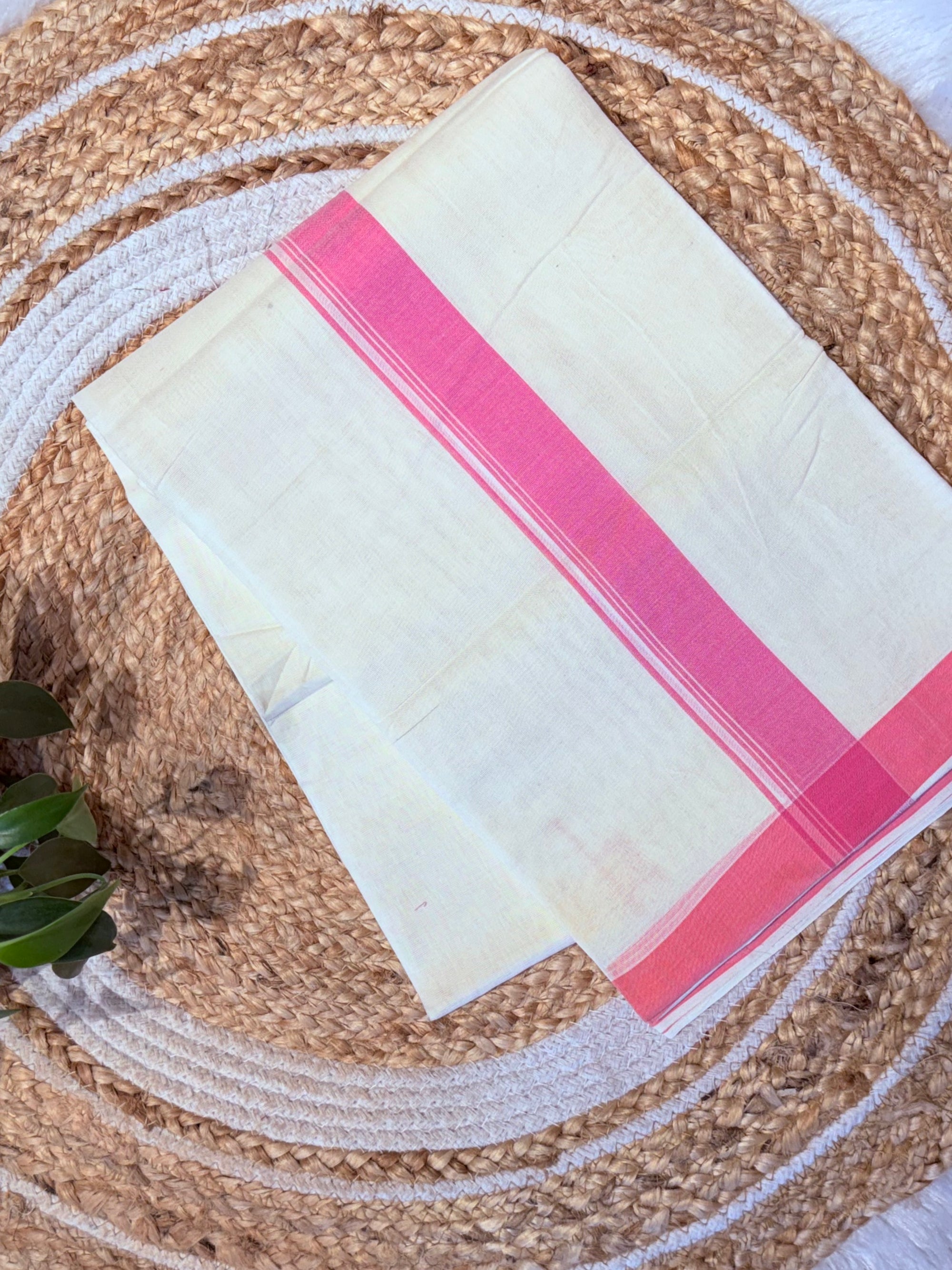 Pink border double mundu