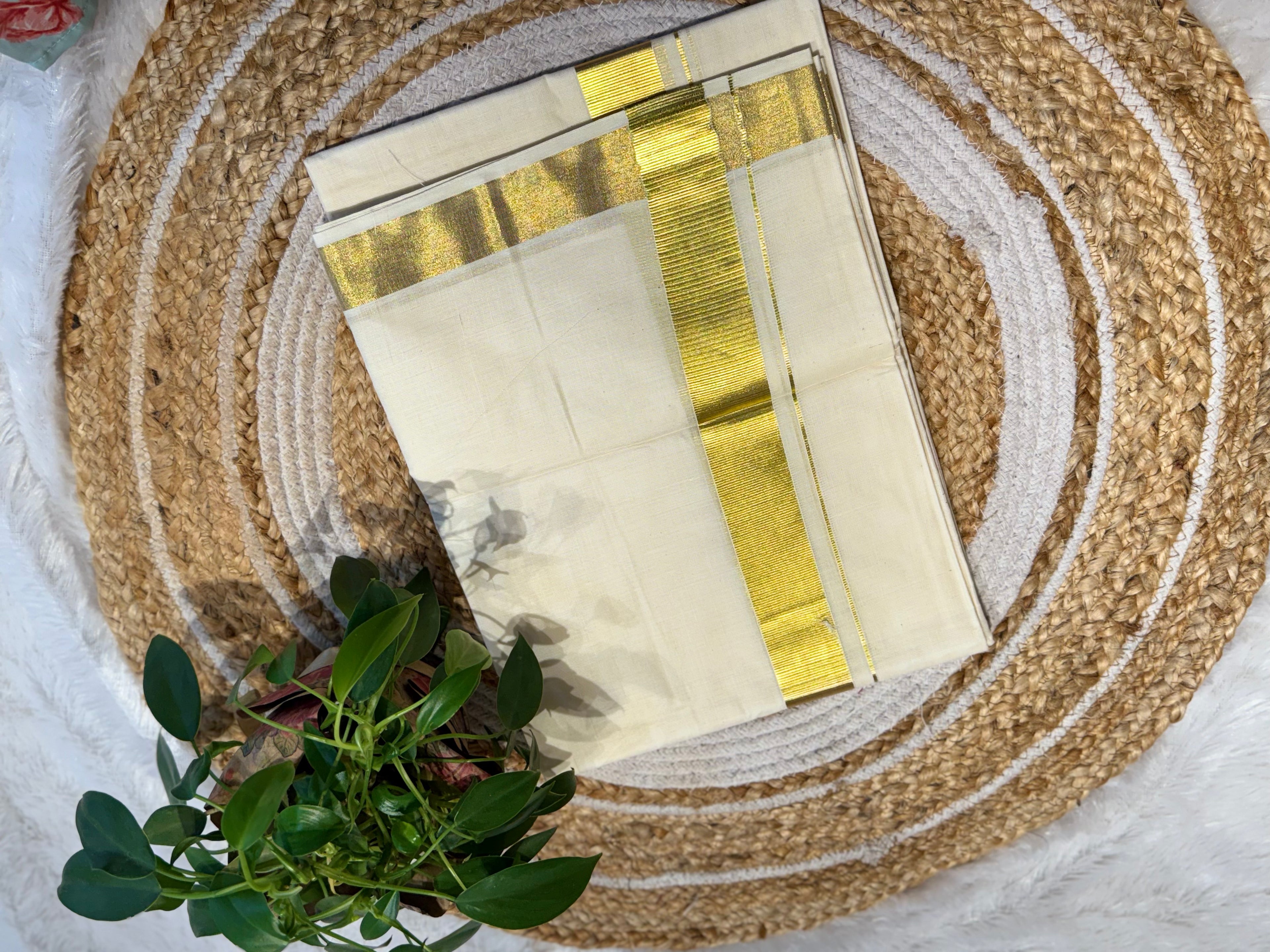 golden kasavu double mundu _ DM5565