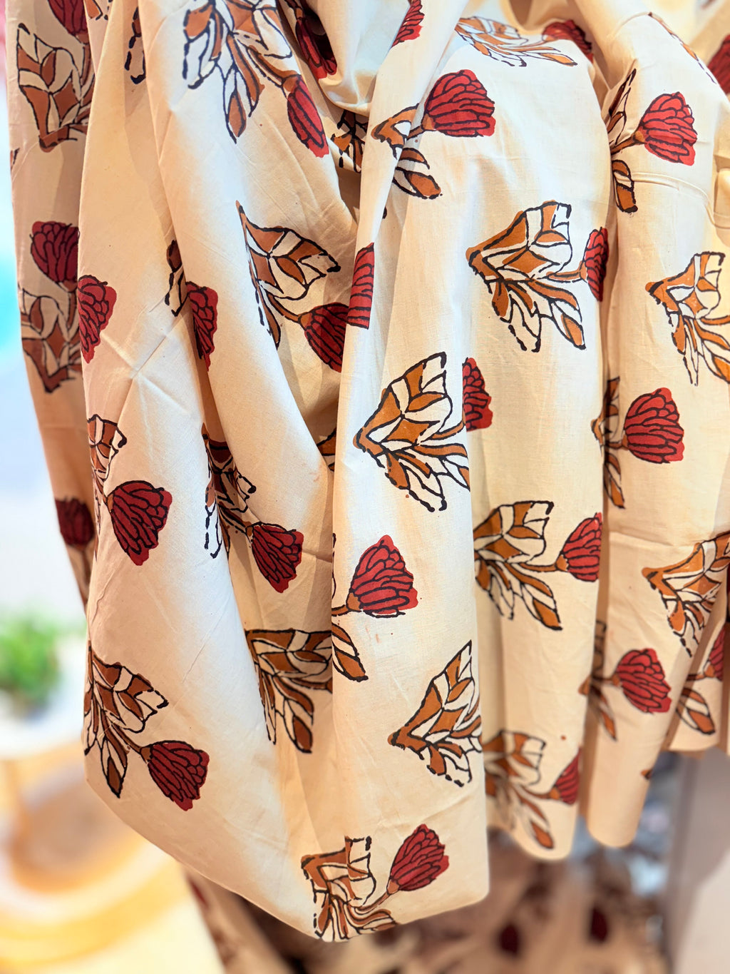 Blockprint- Beige floral design