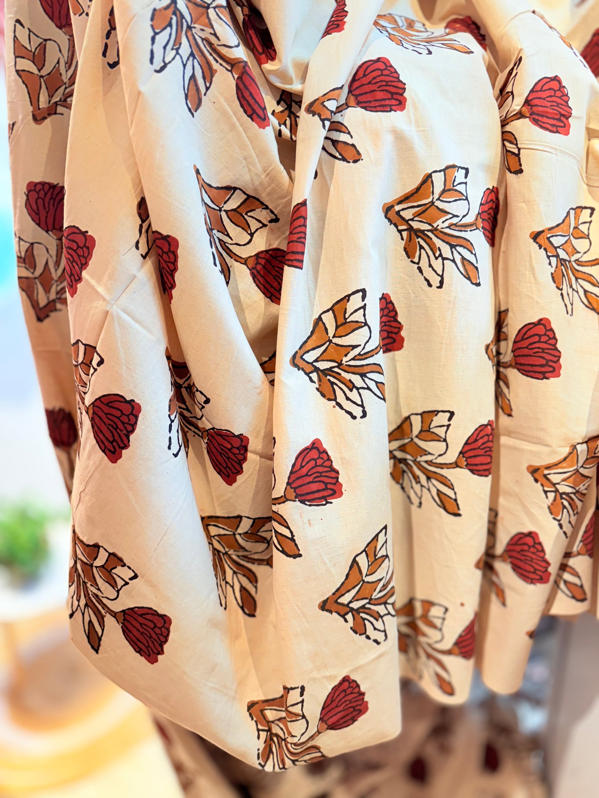 Blockprint- Beige floral design