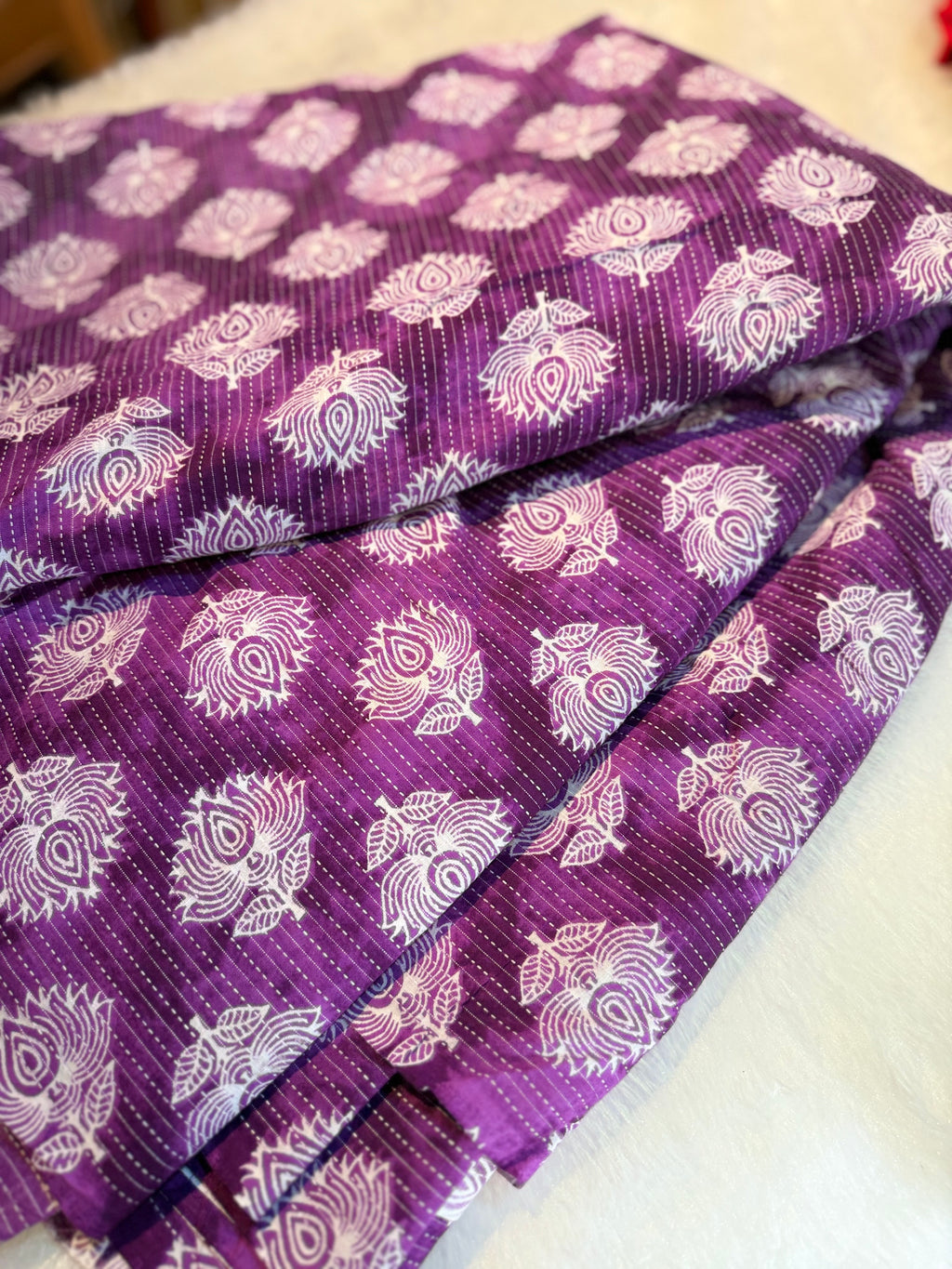 Cotton Kantha fabric purple