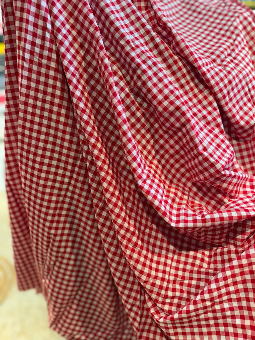 Red check cotton fabric