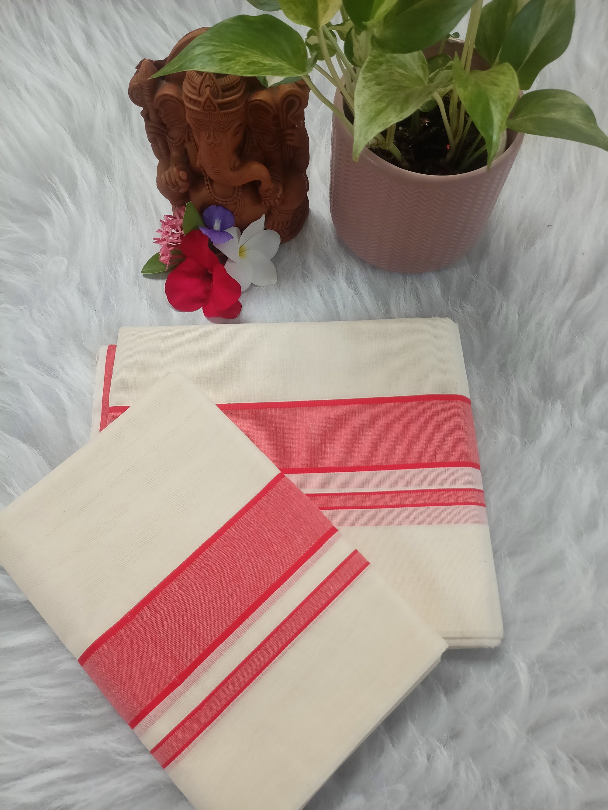 Dark peach border set mund