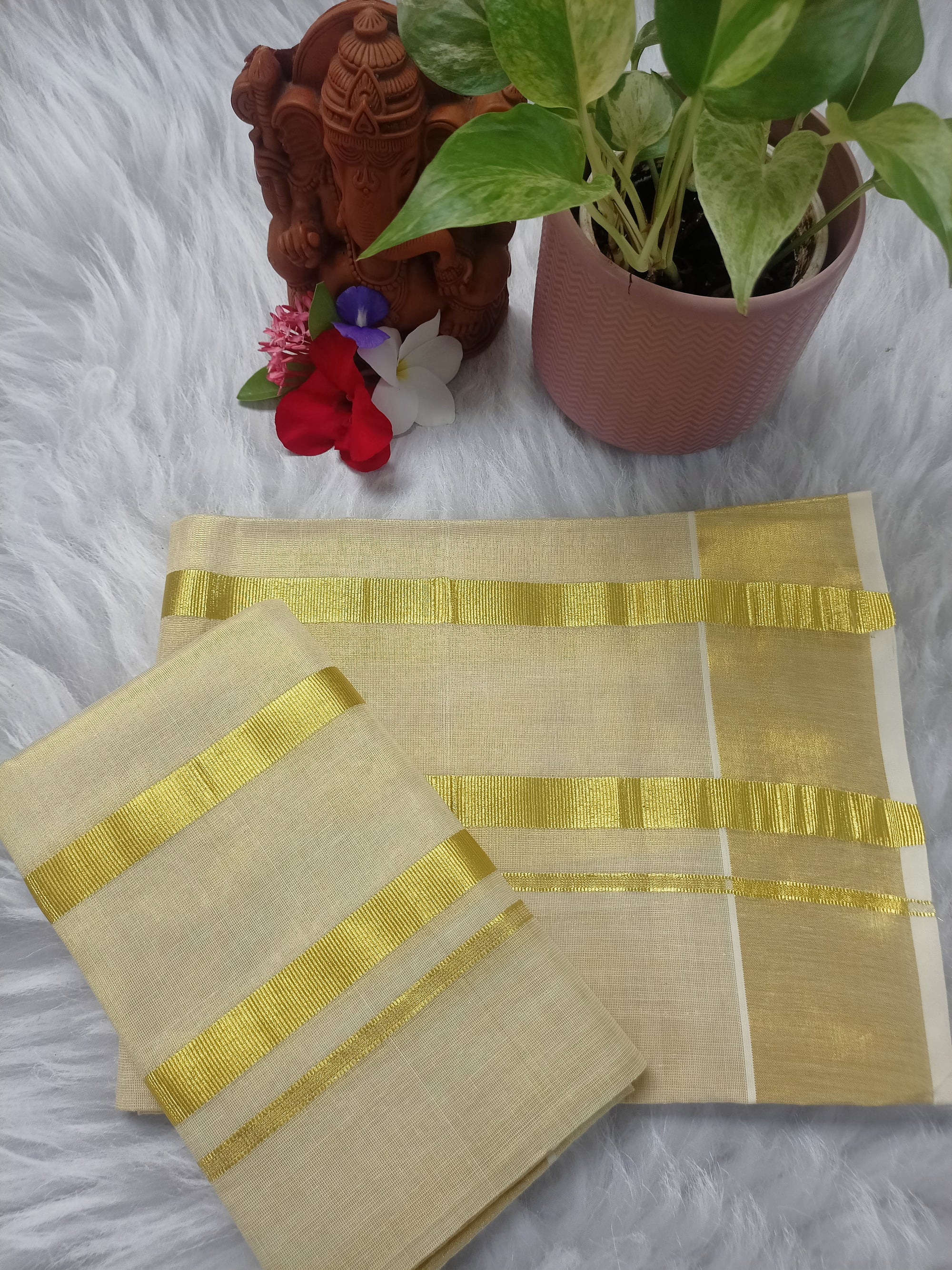 Double kasavu tissue set mundu